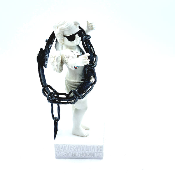 P022 - Bracelet Basket Noir avec chaîne et coeur décoratif
