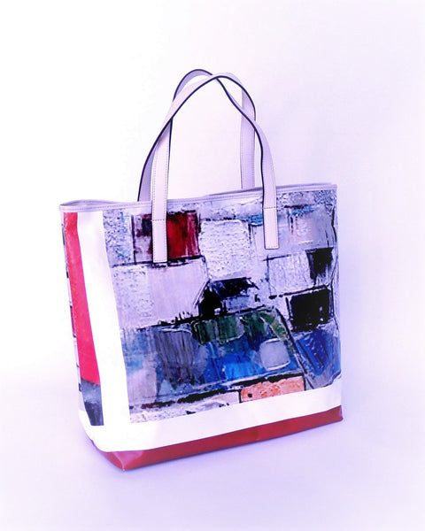 Tote Bag - T011 - Shopping bag made with advertising canvas and leather