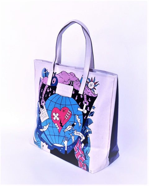 Tote Bag - T015 - Shopping Bag made with advertising canvas and leather